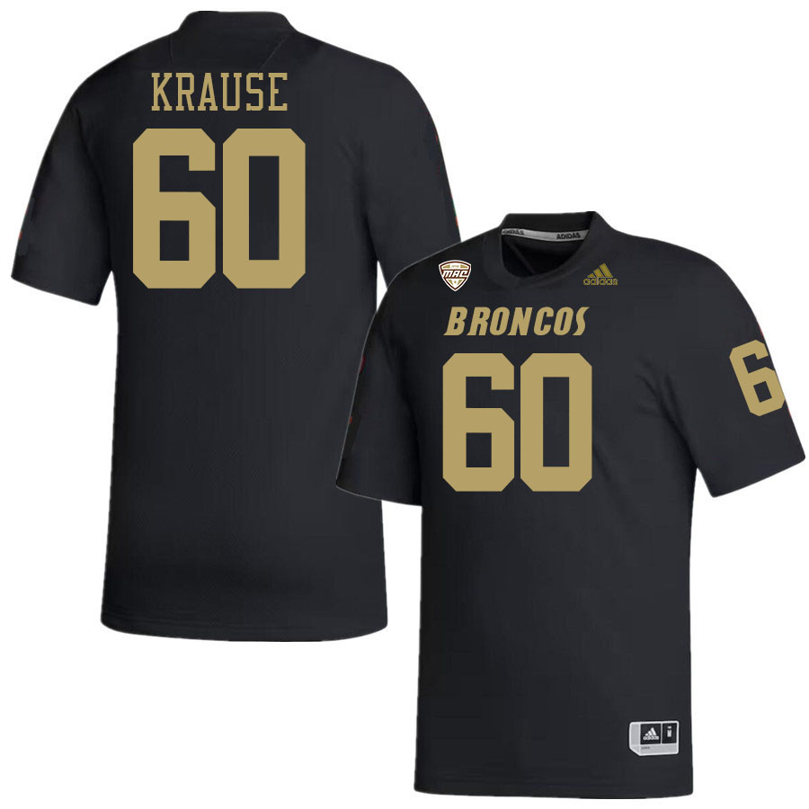 #60 Jacob Krause Western Michigan Broncos College Football Jerseys Stitched-Black